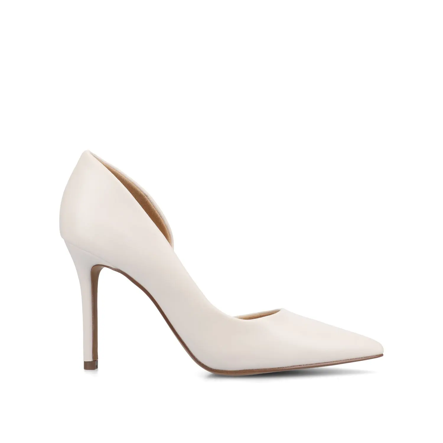 Journee Collection Blanca D'Orsay Pumps - Pointed Toe 3.5 Inch Stiletto Heels for Women - Wedding Guest & Bridal Shoes - Bone