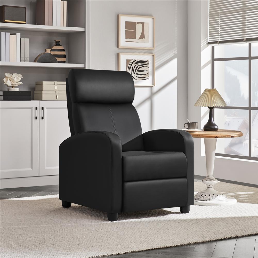 Yaheetech Recliner Chair Adjustable Recliner Sofa with Lumbar Support Modern Upholstered Reclining Chair for Living Room Bedroom Home Theater, PU Leather/Fabric