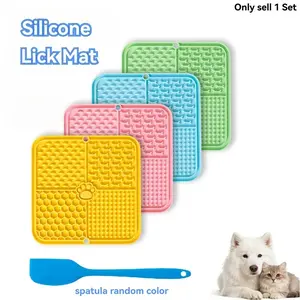 Silicone Lick Mat with Spatula for Dogs and Cats, Puppy Lick Mat, Premium Lick Pad with Suction Cups for Dog Anxiety Relief, Slow Feeder Dog Bowls, Bathing, Grooming and Training
