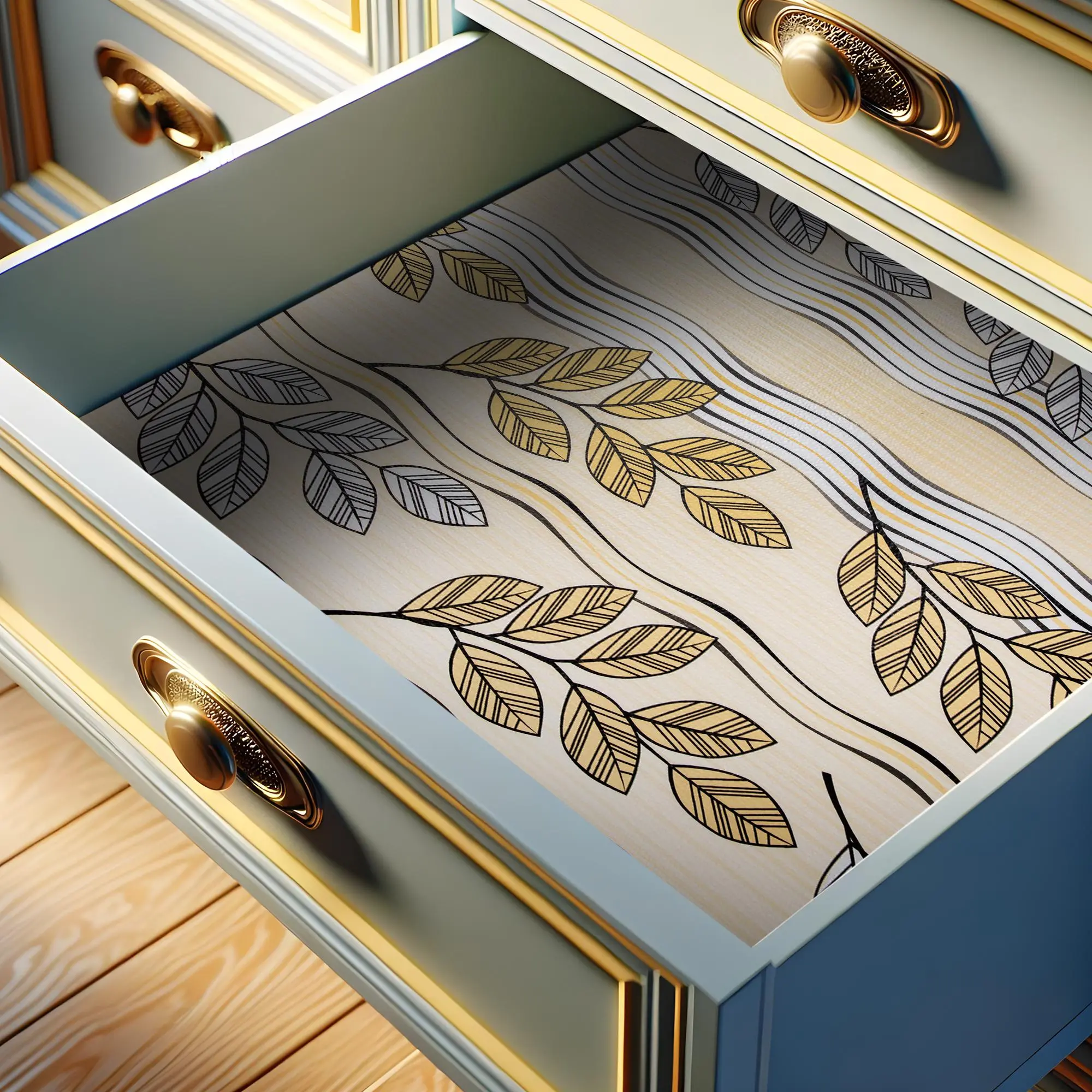 18 W x 96" L Non-Adhesive Shelf Liner for Cabinets - Durable Non-Slip Leaves Design, Perfect for Kitchen and Drawer Protection