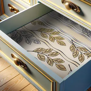 18 W x 96" L Non-Adhesive Shelf Liner for Cabinets - Durable Non-Slip Leaves Design, Perfect for Kitchen and Drawer Protection