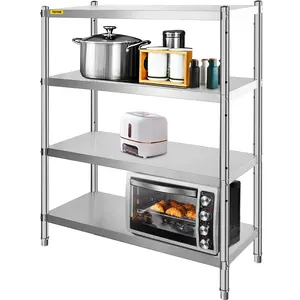 VEVOR Stainless Steel Shelving 46.8x18.5 Inch 4 Tier Adjustable Shelf Storage Unit Stainless Steel Heavy Duty Shelving for Kitchen Commercial Office Garage Storage 330lb Per Shelf Organiser Racks