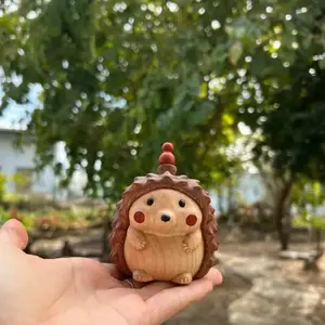 nalmall lingering hedgehog cute special solid wood home desktop small ornaments decorations original daily gift