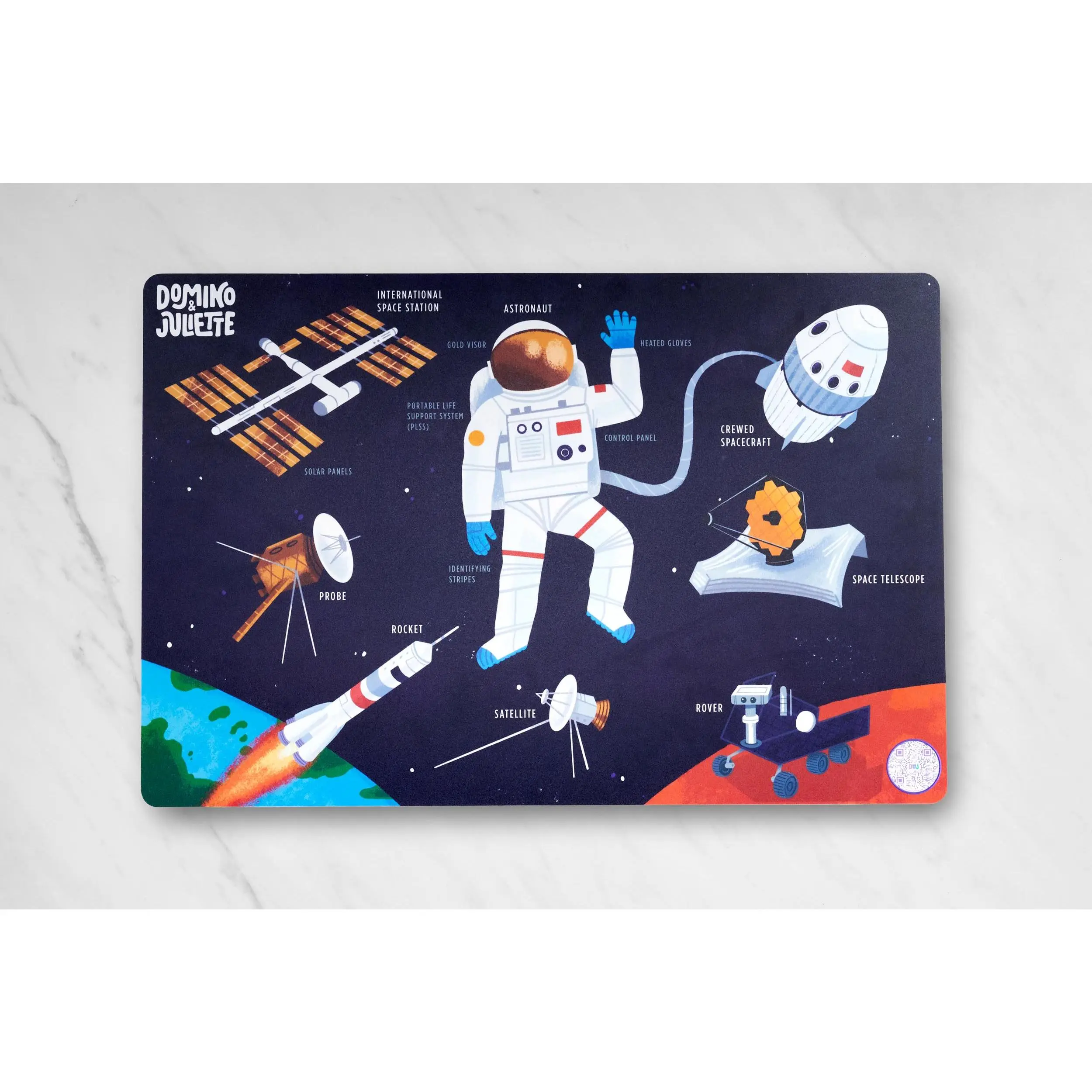 Outer Space Placemat for Toddlers & Kids – Double-Sided Non-Slip Learning Mat with Solar System & Space Exploration – Fun & Educational Activity for Play and Mealtime