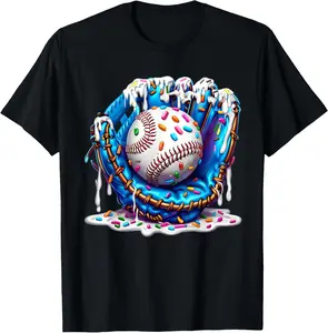 Baseball Drip for Boys Ice Cream Drip Youth Baseball Boys T-Shirt Cotton Fabric