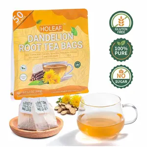 HoLeaf Premium Roasted Dandelion Root Tea Bags 50 Count - 100% Natural Caffeine Free Herbal Tea, Individually Wrapped Foil Packets, Eco-Friendly, No Additives, Nutty Smooth Flavor, Perfect for Daily Cleanse Support
