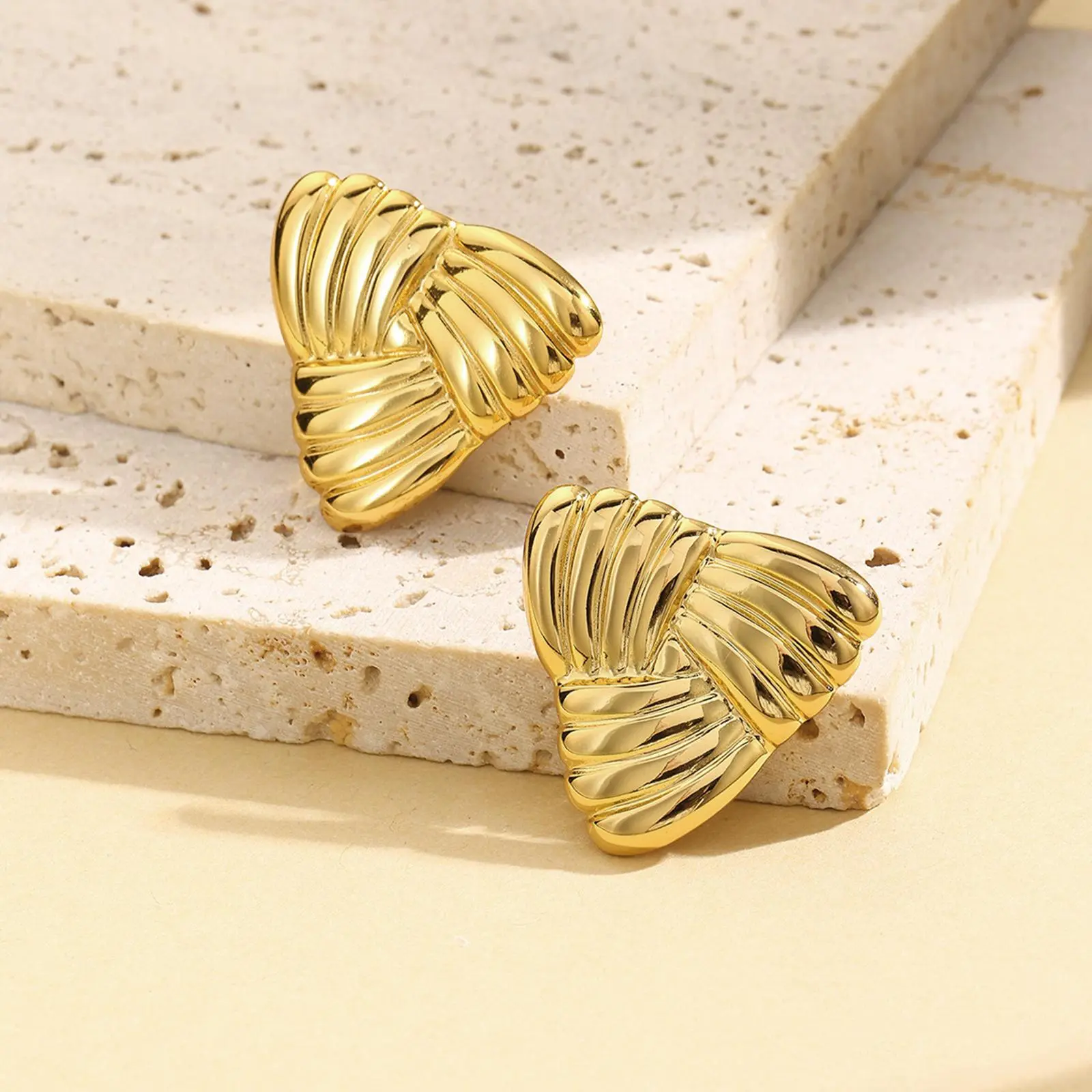 Women's Geometric Triangle Stainless Steel Stud Earrings - 1-Pair Light Luxury Earrings, Ideal for Daily Wear & Business Events, Adds Elegant Charm,summerwins