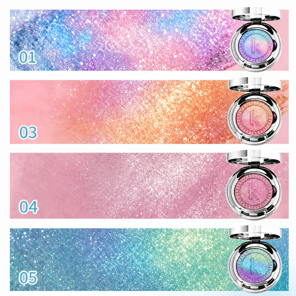 Multichrome Eyeshadow & Highlighter - Color-Shifting Cosmetic with Glitter, Glossy Finish, Brightening, Alcohol-Free, Bold Look, Beauty Products for Adults