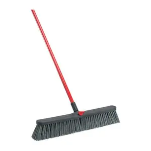 212 MAIN Rough Surface Push Broom - 24 in. Head, 60 in. Long Handle, Nylon & Steel Bristles, Dustpan-Compatible, Model No. 879 (nylon with handle)