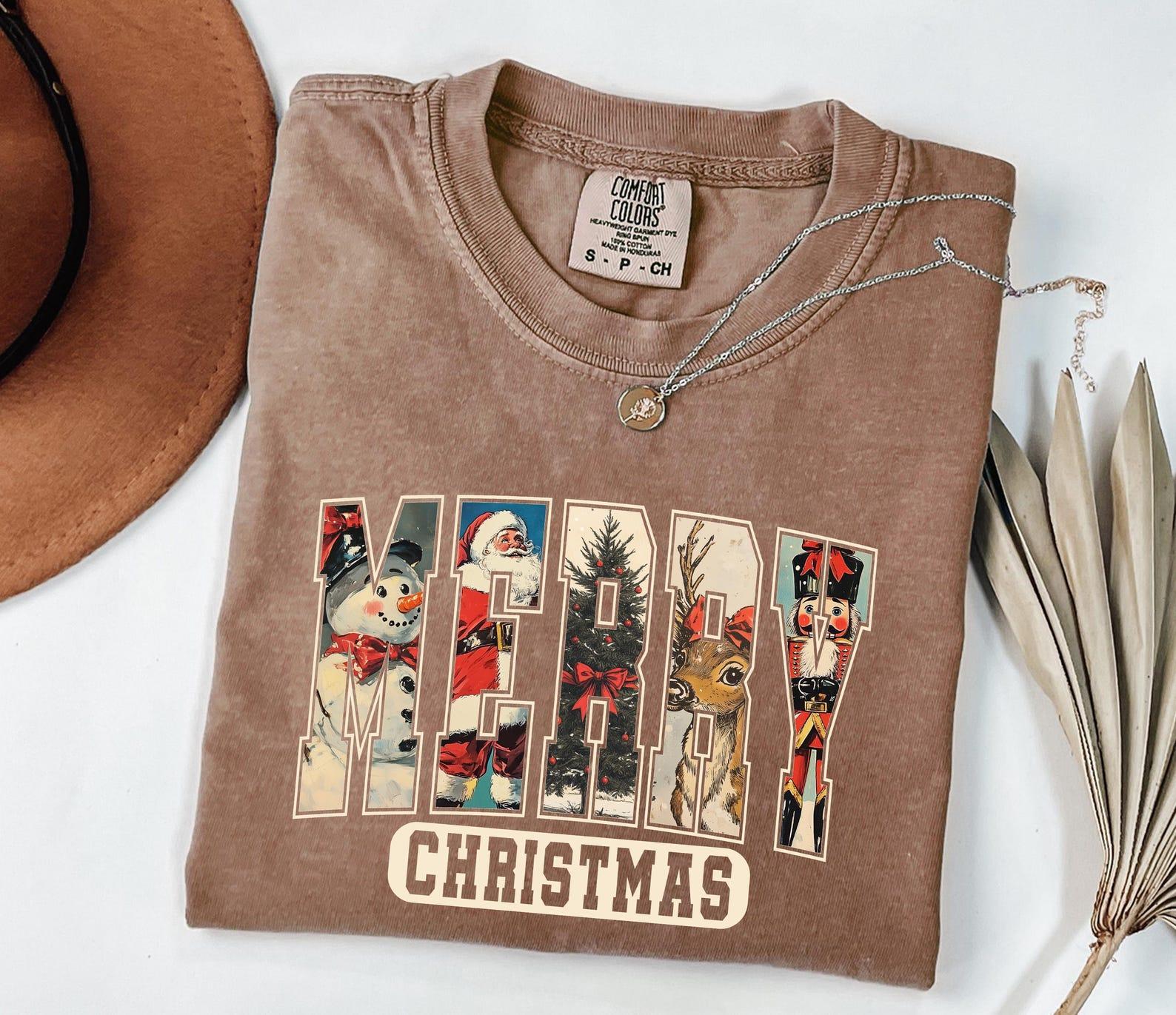 Comfort Colors Merry Christmas T-Shirt, Merry Christmas Family Graphic Tee, Womens Holiday Shirt, Festive Xmas Tee, Christmas Gift Shirt