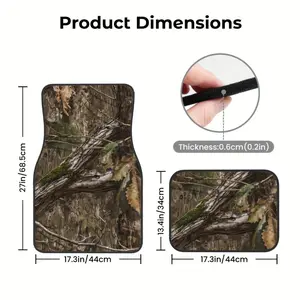 [Waterproof Car Mats] 4pcs Non-slip Waterproof Camouflage Trees Pattern Rubber Universal Floor Mats for Car | Car Front And Rear Carpet, Easy to Clean Car Interior Accessories