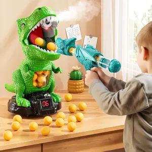 Dinosaur Shooting Toy with Movable Target LED Lights Sound Effects 1 Pump Air Launchers 12 Foam Balls Score Recording for Kids Outdoor Fun Birthday or Christmas Gift - Splatrball Customized