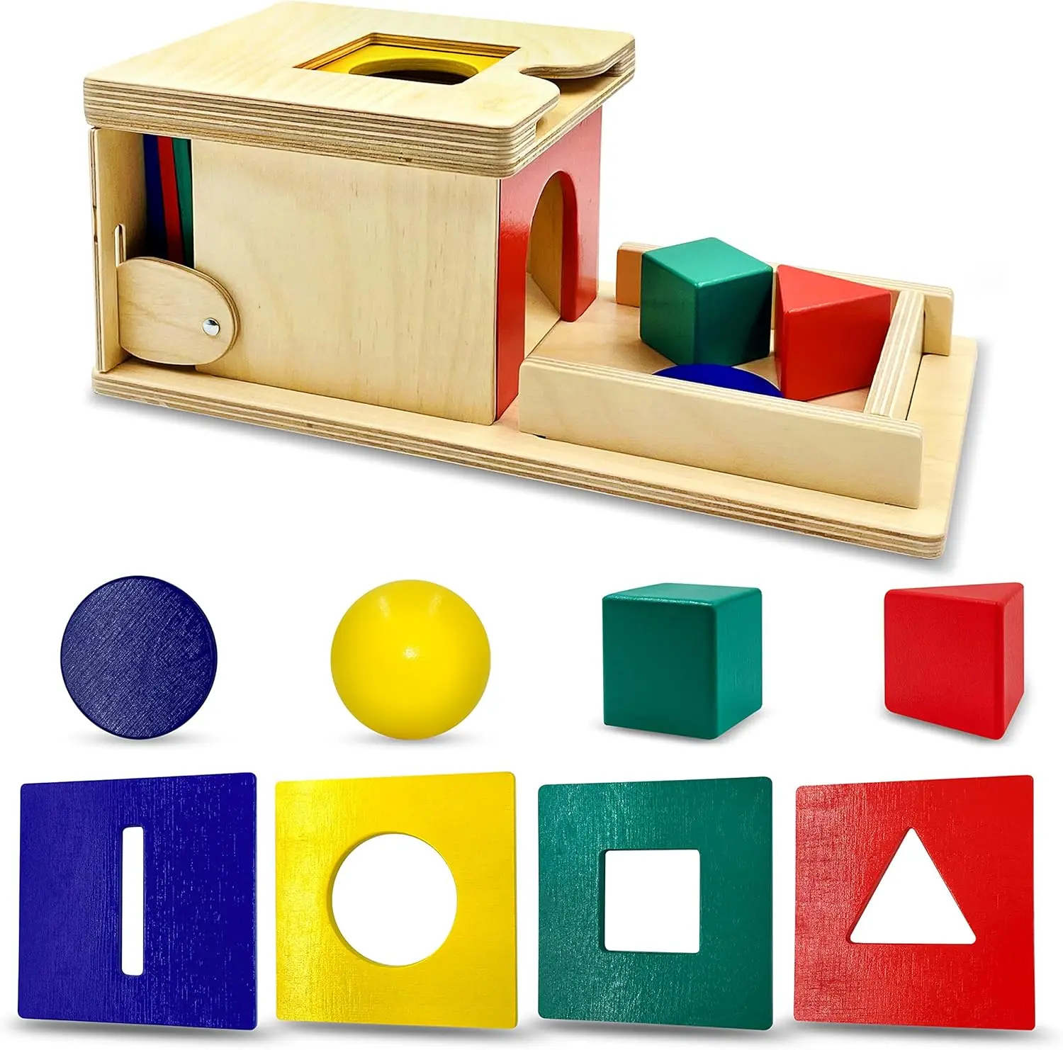 Templeton Montessori Wooden Shape Sorter, Wooden Activity Cube for Toddlers - Educational Toy for Early Learning Development, Wooden Activity Cubes