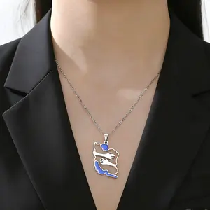 Cazador Hug Iran Map Pendant Necklace for Women Stainless Steel Jewelry Geography Iranian Necklaces Gifts 2026 Wholesale New