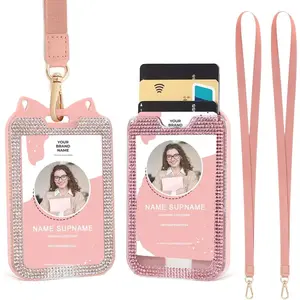 2 Pack Lanyards for ID Badge Holder Bling Sparkly Cute ID Card Holder with Lanyards for Women ( and White)