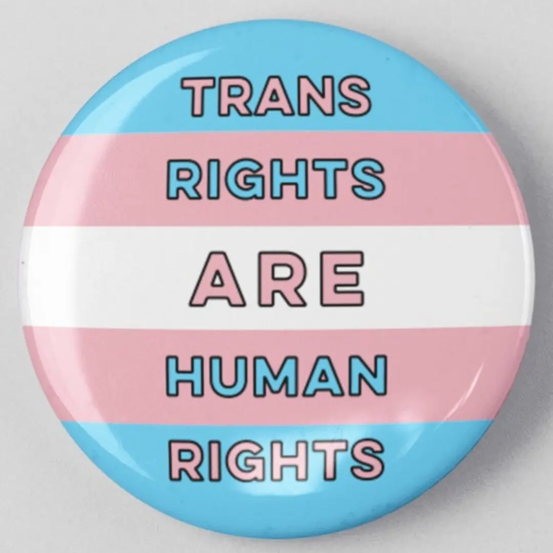 Trans Rights Are Human Rights Button 1.25" or 2.25" Pinback Pin Button Badge Transgender LGBTQ Nonbinary Gender Pride