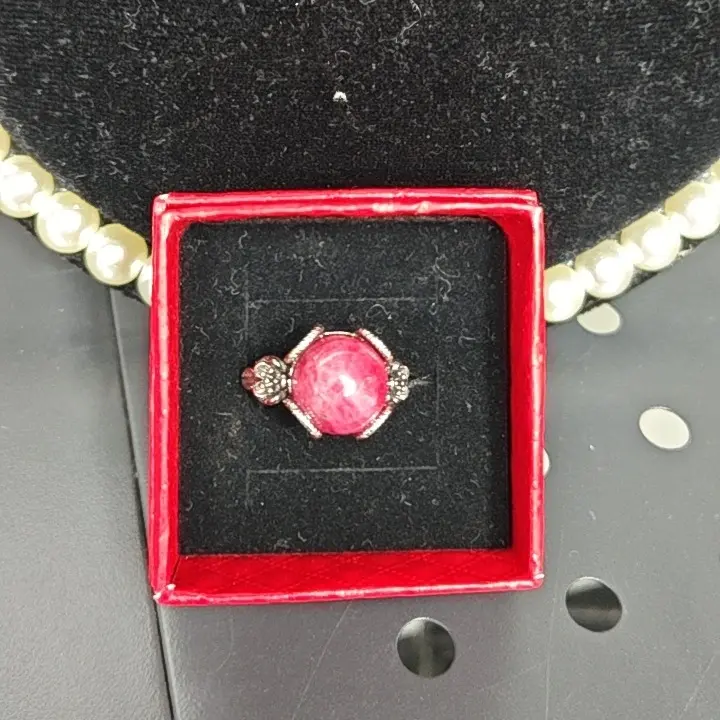 Lia(18269)gc.Round Rhodonite Vintage  Ring