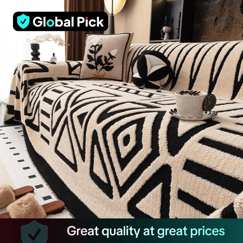 Geometric Pattern Sofa Cover, 1 Count Soft Comfortable Sofa Slipcover, Dustproof Sofa Protector for Home Living Room Decor