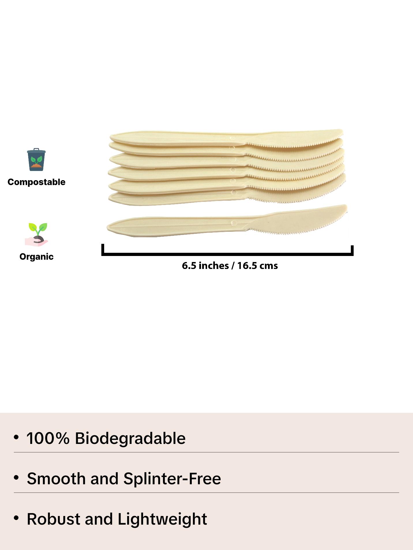 HARSHU Eco-Friendly Cornstarch 6.5” Disposable Knife Set (100 per pack)