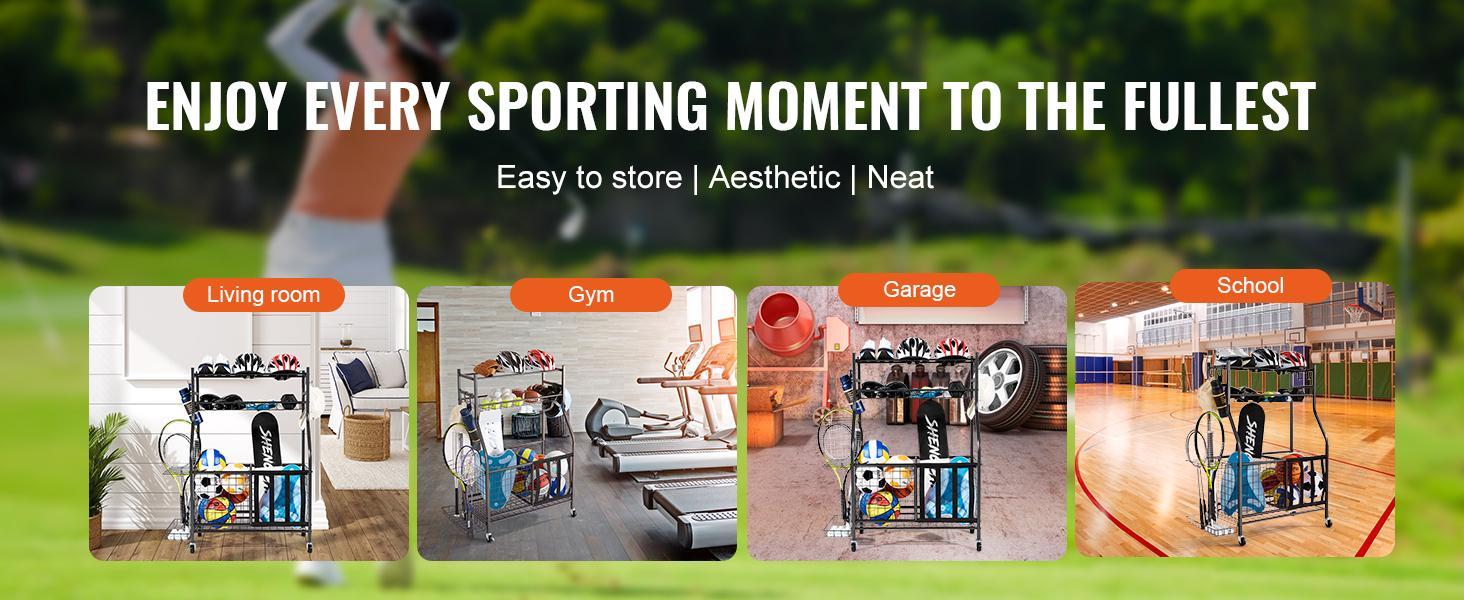 VEVOR Ball Sports Equipment Garage Organizer, TikTokShopBlackFriday, Rolling Ball Storage Cart on Wheels, Basketball Rack with Baskets & Hooks, Indoor/Outdoor Sports Gear and Toys Storage, Steel Sports Equipment Organizer VEVOR Ball Sports Equipment Garage Organizer, TikTokShopBlackFriday, Rolling Ball Storage Cart on Wheels, Basketball Rack with Baskets & Hooks, Indoor/Outdoor Sports Gear and Toys Storage, Steel Sports Equipment Organizer
