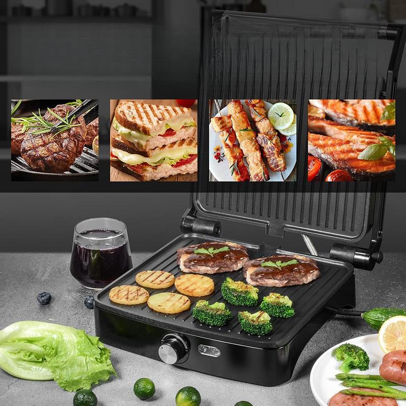 Panini Press Grill Indoor Sandwich Maker with Temperature Setting, 4 Slice Large Non-stick Versatile Grill, 180 Degrees to Fit Any Type or Size of Food, Removable Drip Tray, 1200 W Household Appliances grill for outdoor Universal Griddle Panini Press Grill Indoor Sandwich Maker with Temperature Setting, 4 Slice Large Non-stick Versatile Grill, 180 Degrees to Fit Any Type or Size of Food, Removable Drip Tray, 1200 W Household Appliances grill for outdoor Universal Griddle