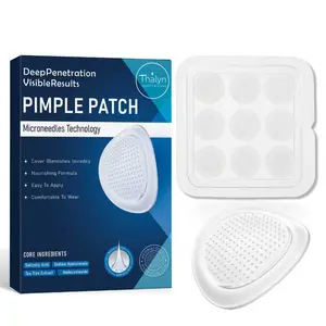 Thalyn Deep Blue Micro Needle Acne Coverage Patch, Acne Pimple Patch, Pure Water Gelatin Skin-Friendly Material, Gotu Kola Extract, Cleanses & Nourishes, 9pcs