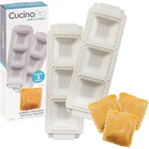 Unique Shaped Ravioli Molds (2 Pack) - 2" Squares- Homemade Filled Pasta Maker- 2 Piece Tray & Press makes 3 Raviolis or Pastry at a Time, Easy to Use & Clean- Add Fun to Your Next Italian Pasta Night