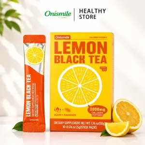 【Onismile】Healthy Lemon Black Tea with Collagen Peptide, Women's Vitamin C & Hyaluronic Acid – Supports Skin Health, Hydrating, Sweet & Refreshing Low-Sugar Afternoon Boost