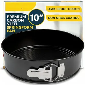 Cheesecake Pan 10 Inch Carbon Steel With Removable Bottom - Leakproof Design, Nonstick Coating Springform Pan - Durable Cake Mold With Secure Latch, Even Heat Cheese Cake Pans For Baking