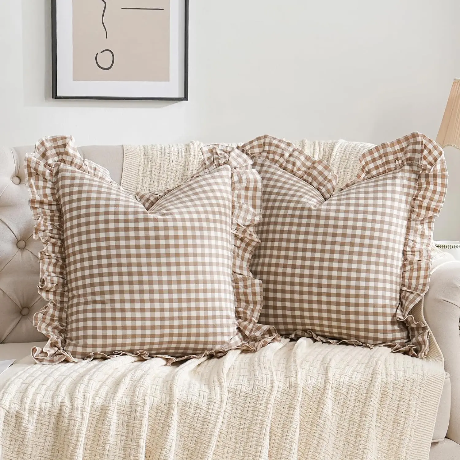 Taupe/White Plaid