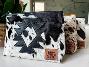 AZTEC COWHIDE MAKEUP bag Genuine Hair On makeup bag travel toiletry pouch western shaving cosmetics
