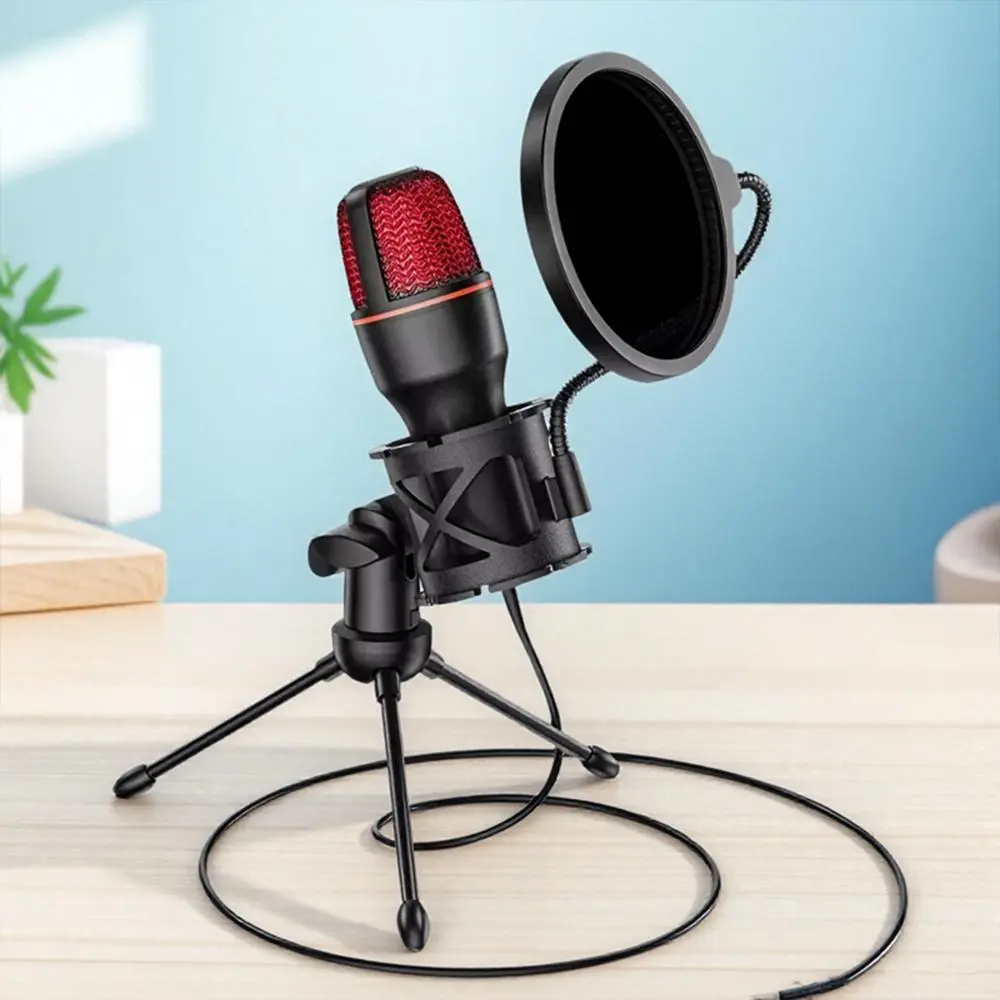 RGB Gaming Microphone, Singing Mic, 1 Count USB Wired Microphone with Tripod Stand, Smart Noise Cancelling Live Recording Equipment, Professional Streaming Conference Teaching Equipment
