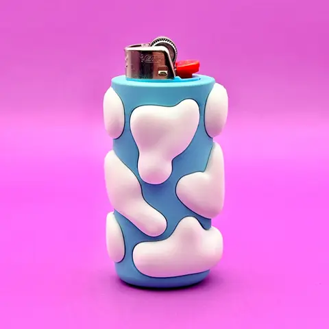 Cloud Lighter Case Cover Sleeve, Soft Clouds Holder - Unique Gifts Cow Design, Smoking Accessories, Fun Cool Gift