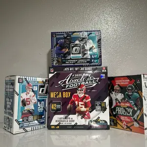 (794) 4 box  PICK YOUR TEAM football sports cards breaks!!!!!!! 4 - 2025 boxes including (1x) Absolute MEGA box (1x) Optic blaster box. (1x) Donruss blaster box.  (1x) Phoenix blaster BOX!!