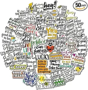 50Pcs/Pack Inspirational Stickers for Water Bottles, Motivational Stickers for Teens, Students, Teachers, Employees, Vinyl Waterproof Durable Laptop Sticker Decals for Computer