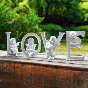 Creative Angel Letter Ornament, Resin Material Home Dining Table Decor, Wedding Party Decoration, 1pc Desktop Letter Display, Home Decor Products