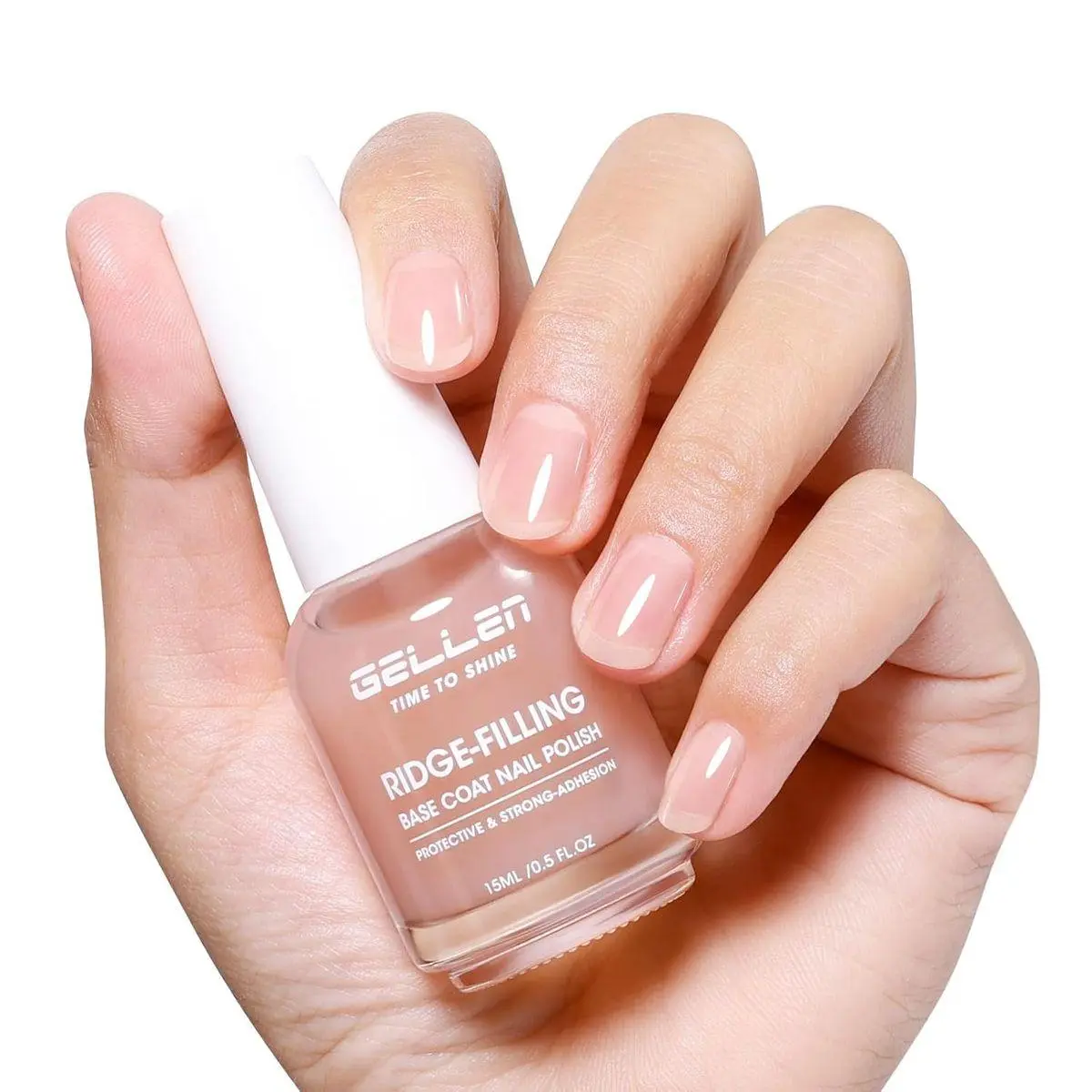 Tinted Nude Ridge Filler For Nails, Clear Nail Polish Ridge Filling Base Coat, Nail Strengthener and Growth, Hydrates Strengthens Nourishes Damaged Dry Nails, Shea Butter & Vitamin E & Protein
