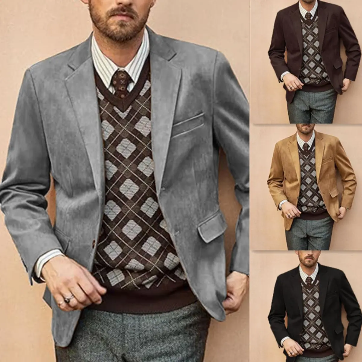 Men's Multi-Size Casual Linen Blazer Jacket - Long Sleeve Fitted, Soft Classic, Breathable, Matches Plain T-Shirts, Spring Summer Menswear Essential, 2XL