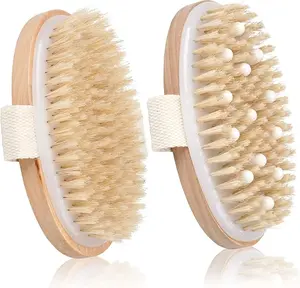 Dry Body Brush - Natural Bristle Exfoliating Brush for Skin Renewal, Lymphatic Support and Circulation Boost - Sustainable Choice Dry Brushing Tool for Gentle Detox, Spa-Like Exfoliation
