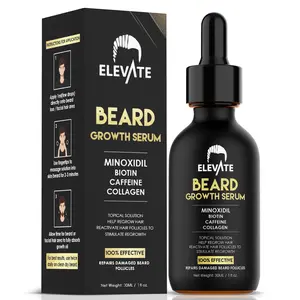 Elevate Beard Growth Oil 5% Minoxidil Hair Growth Serum Biotin & Caffeine - Stronger Thicker Fuller Beard Natural Gentle Comfort Treatment Haircare