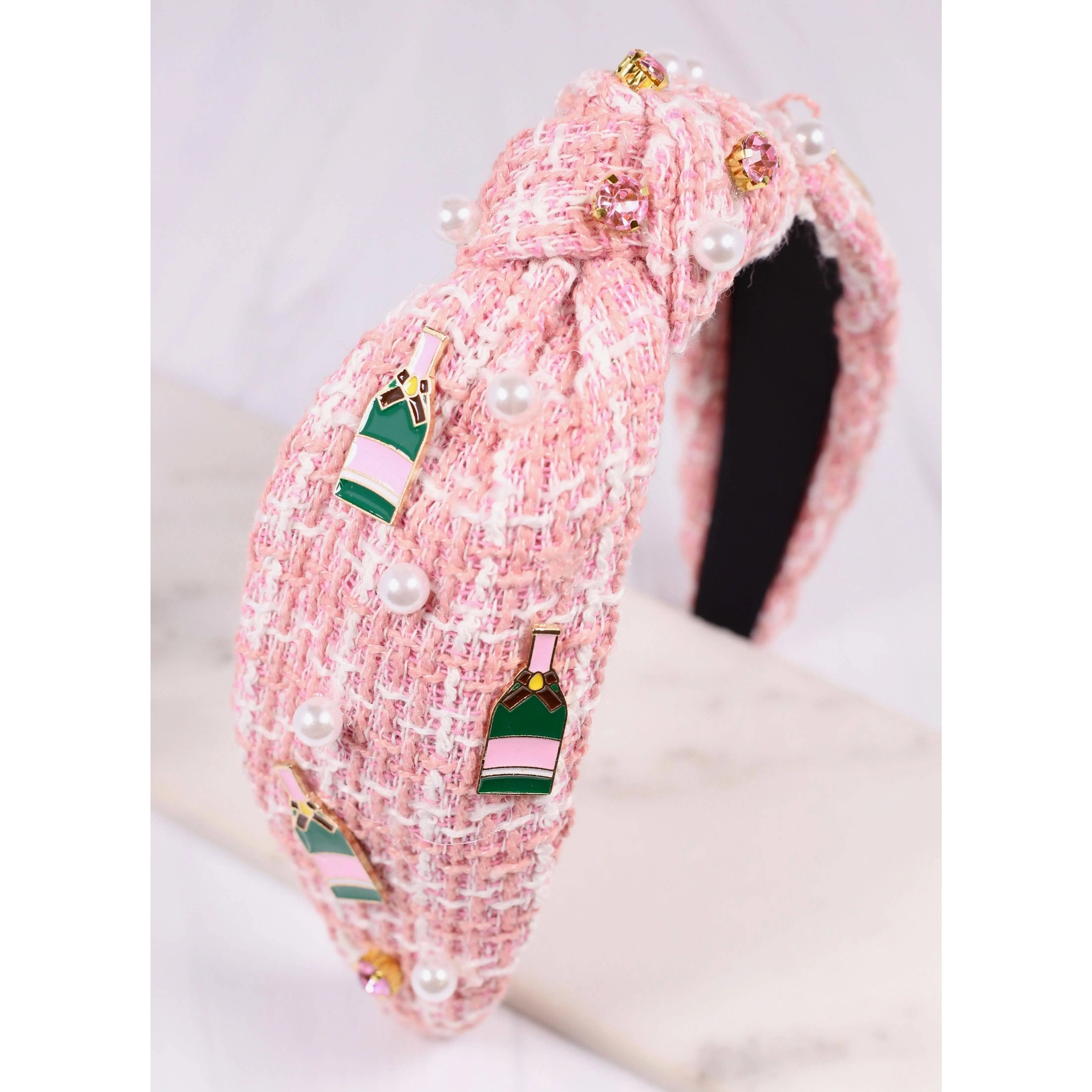 Brunch Time Tweed Headband in Pink