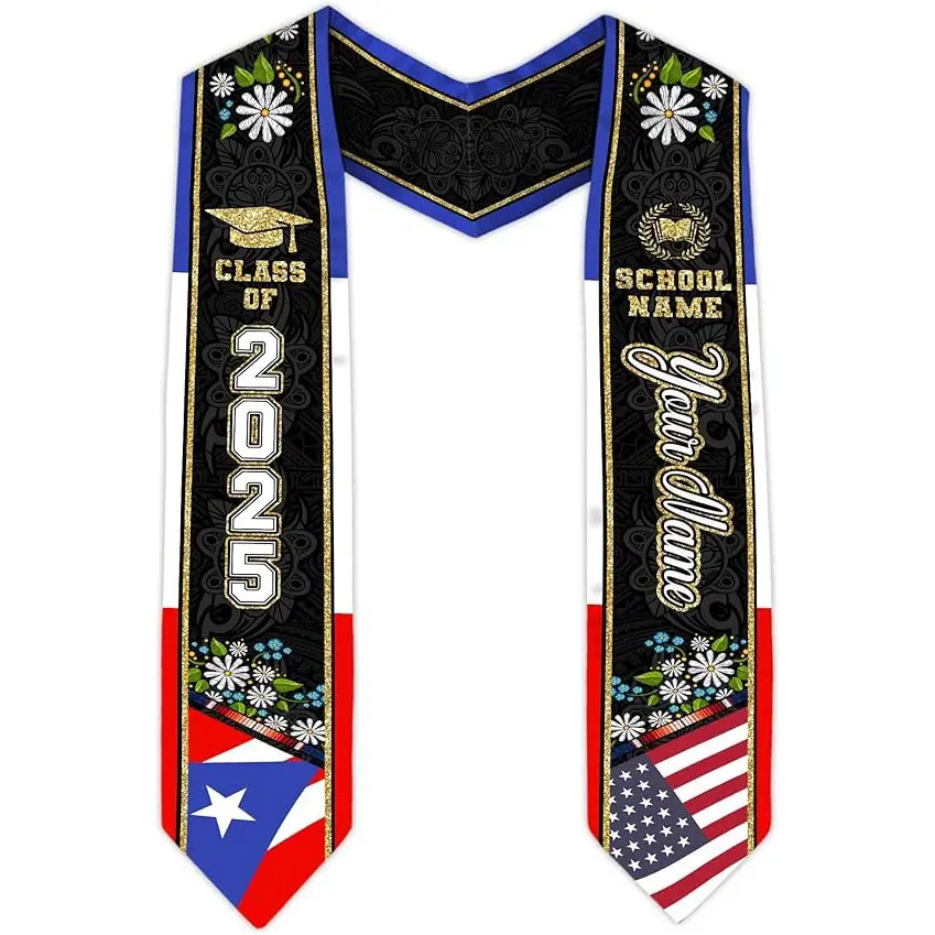 Personalized Puerto Rican Graduation Stole, Puerto Rican Graduation ...