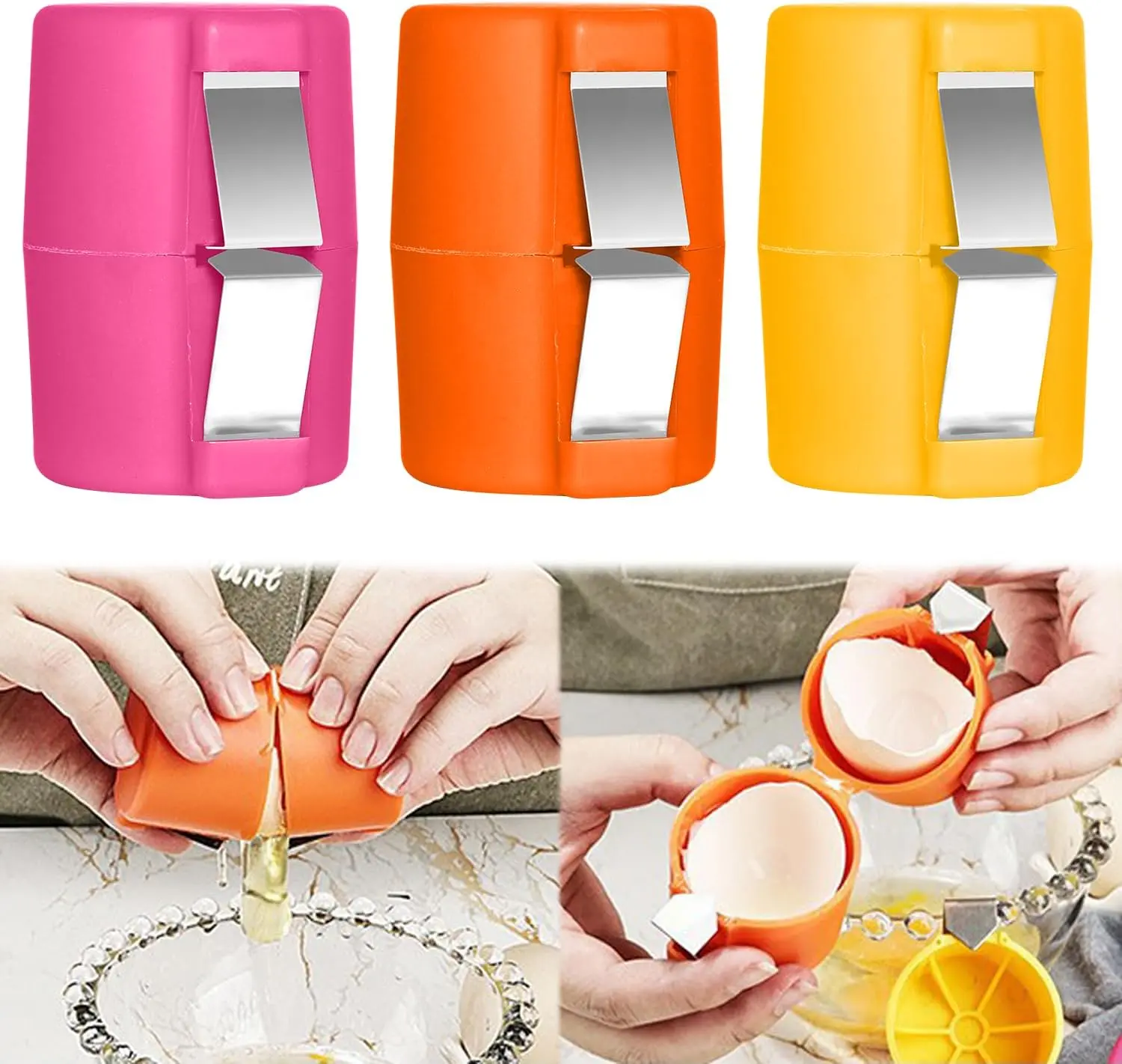 Stainless Steel Egg Shell Seprator, Quick Peel Design, Hard Boiled Egg Peeler Egg Cube Egg Separator,Quickly Cutting Off Cooked Eggs,Stainless Steel Eggshell Breaker Kitchen Gadgets