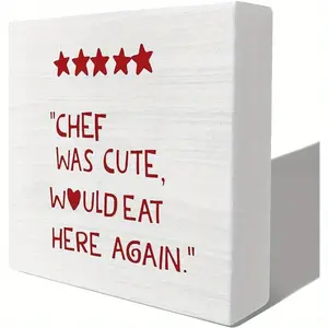 Kitchen Signs, Chef was Cute Would Eat Here Again Wooden Box Sign, Red Kitchen Decor, Aesthetic Kitchen Decor, Cute Kitchen Decor, Kitchen Decorations for Countertops, 5x5 Inches