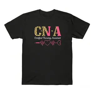 Letter Print T-shirt, Leopard Print Retro Style Short Sleeve Casual Top for, women'S Clothing