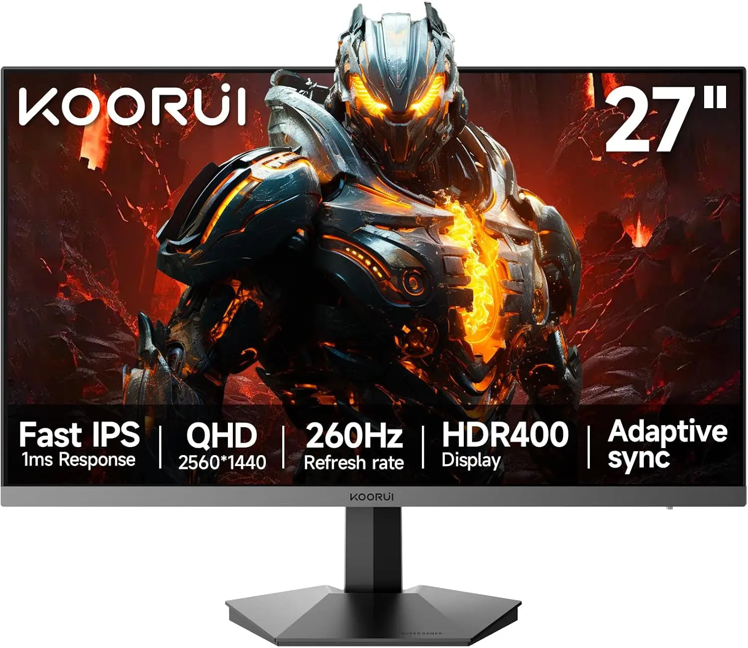 27 Inch QHD Gaming Monitor 260Hz/240Hz, 1440P,Hdr400,Fast IPS,2560X1440, 1Ms, VESA Mountable, Adaptive Sync, HDMI & DP, 120% Srgb, Eye-Cared, G2721X