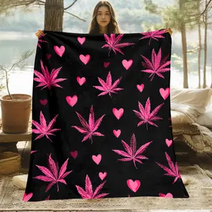 Hearts Pattern HD Printed Blanket. Soft and Warm Flannel Blankets for Travel, Camping, Sofa, Livingroom, Couch, Chair, Bed. Gift for Family or Friends 280GSM 3 Sizes Available