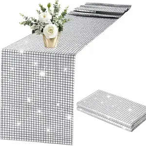 Glitter Disco Party Tablecloth, Rectangular Shiny Sequin Decor Tablecloth, Hanging Decor for Birthday & Wedding & Party, Ornaments