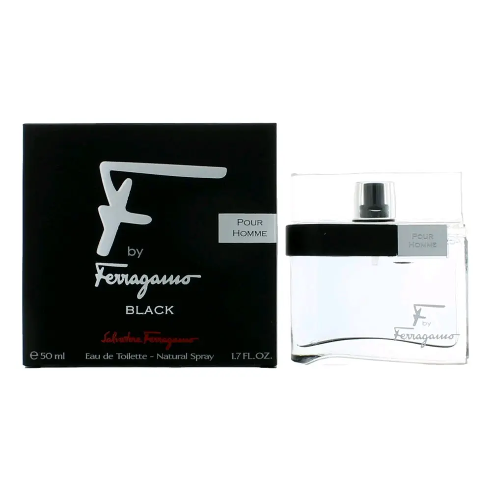 F Black by Salvatore Ferragamo, 1.7 oz EDT Spray for Men, Intense Perfume, Spicy Lavender, Single Bottle, Intensive, Evening Wear, Full Sized Men's Fragrance, Liquid Spraying Men's Fragrance