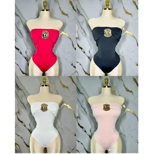 GOLD METALL EMBELLISHED  BODYSUIT OFF THE SHOULDERS